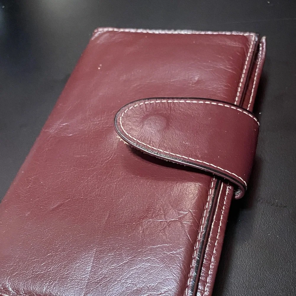 Elegant Rolf’s vintage Burgundy checkbook Leather women’s Wallet